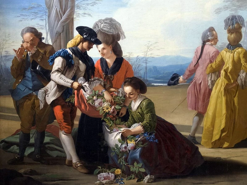 1737-José del Castillo - I Giardini del Retiro verso le mura del cavallo di bronzo - Museo di Storia di Madrid - dettaglio